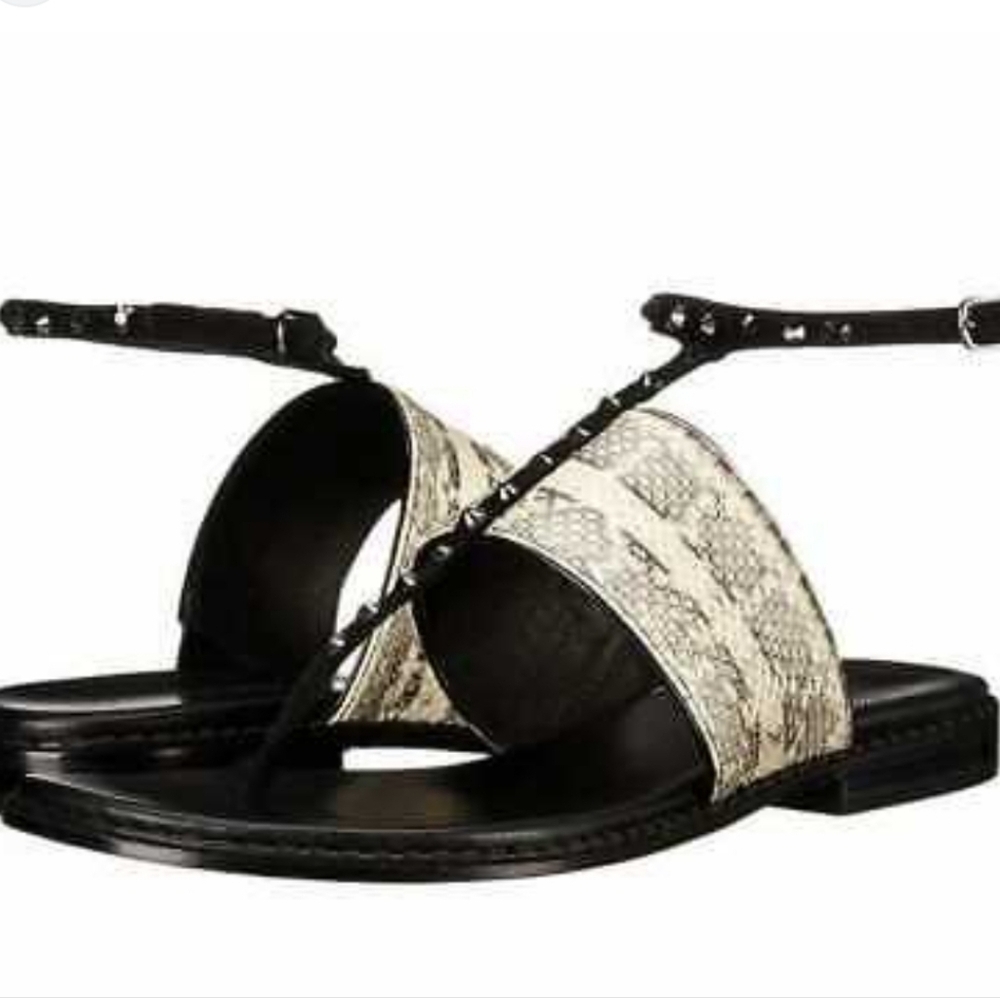 Donald J Pliner Lacy SP Animal Printed Sandals Size 8 Ankle Strap Stud Details - Picture 1 of 12